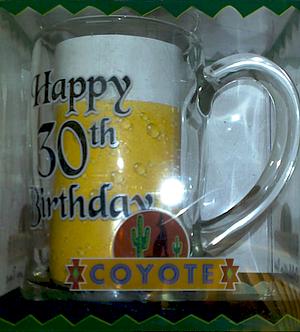 Buy Coyote Happy 30th Birthday Glass Stein in New Zealand. 